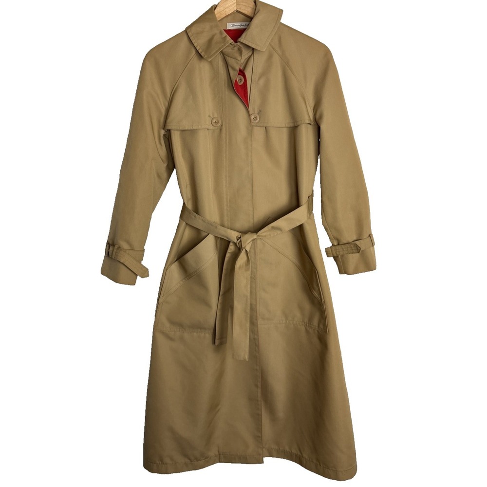Vintage Misty Harbor Belted Trench Coat Womens 8 Tan Raincoat Classic Capsule